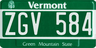 VT license plate ZGV584