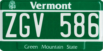 VT license plate ZGV586