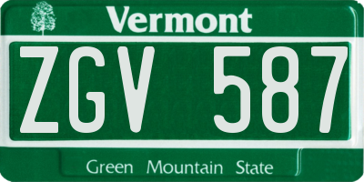 VT license plate ZGV587