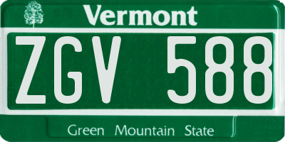 VT license plate ZGV588