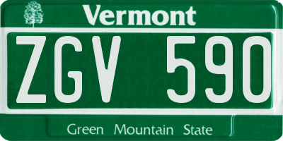 VT license plate ZGV590