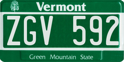 VT license plate ZGV592