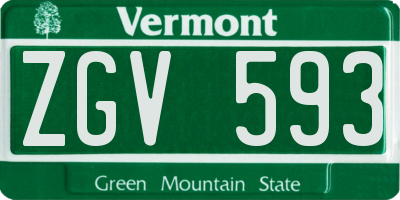 VT license plate ZGV593