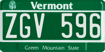 VT license plate ZGV596