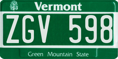 VT license plate ZGV598