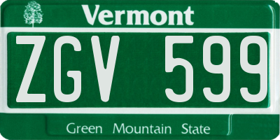 VT license plate ZGV599