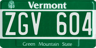 VT license plate ZGV604
