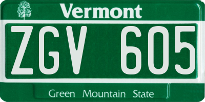 VT license plate ZGV605
