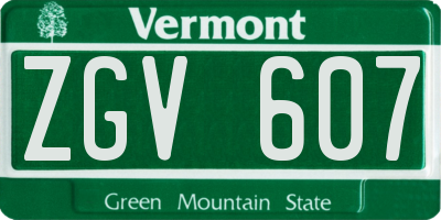 VT license plate ZGV607