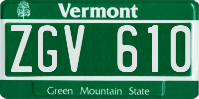 VT license plate ZGV610