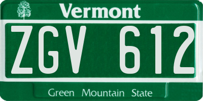 VT license plate ZGV612