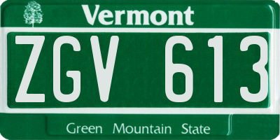 VT license plate ZGV613