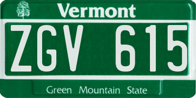 VT license plate ZGV615