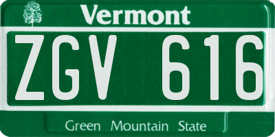 VT license plate ZGV616