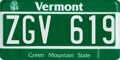 VT license plate ZGV619