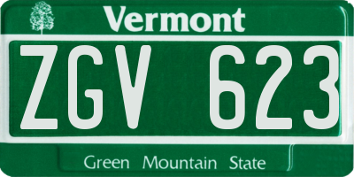 VT license plate ZGV623