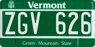 VT license plate ZGV626