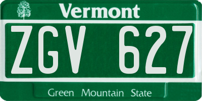 VT license plate ZGV627