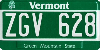 VT license plate ZGV628