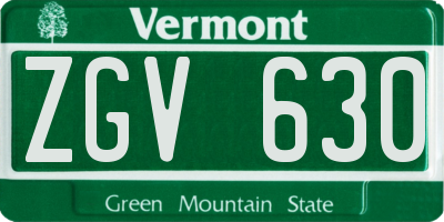 VT license plate ZGV630