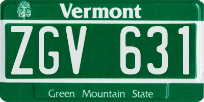 VT license plate ZGV631