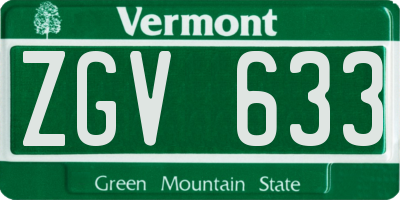 VT license plate ZGV633