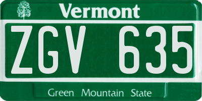 VT license plate ZGV635