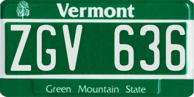 VT license plate ZGV636