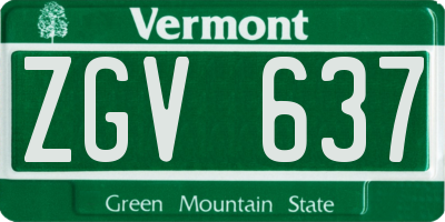 VT license plate ZGV637