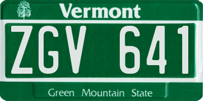 VT license plate ZGV641