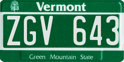 VT license plate ZGV643