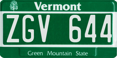 VT license plate ZGV644