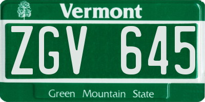 VT license plate ZGV645