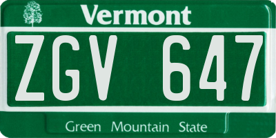 VT license plate ZGV647