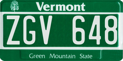 VT license plate ZGV648