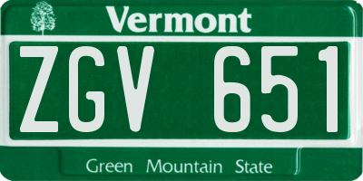 VT license plate ZGV651