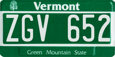 VT license plate ZGV652