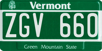 VT license plate ZGV660