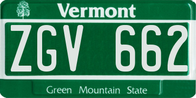 VT license plate ZGV662