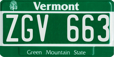 VT license plate ZGV663
