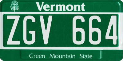 VT license plate ZGV664