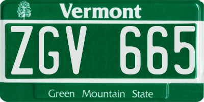 VT license plate ZGV665