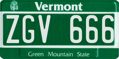 VT license plate ZGV666