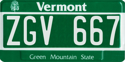VT license plate ZGV667