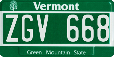 VT license plate ZGV668