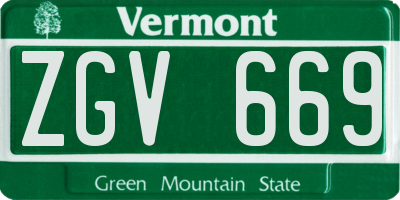 VT license plate ZGV669