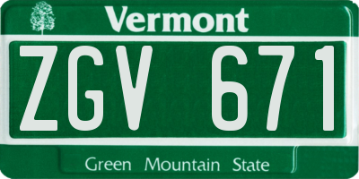 VT license plate ZGV671