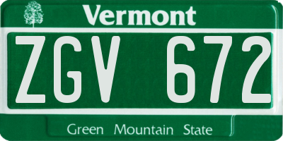 VT license plate ZGV672