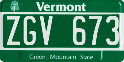 VT license plate ZGV673