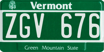 VT license plate ZGV676